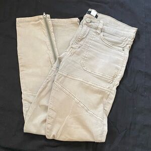 BDG Army Green Pants Jeans Stitching and Zipper detail